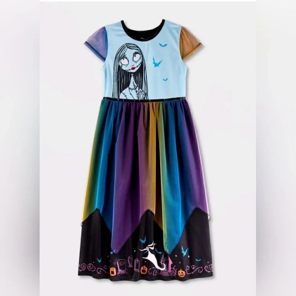 Nightmare Before Christmas Sally Girl's Halloween Satin & Tulle Nightgown